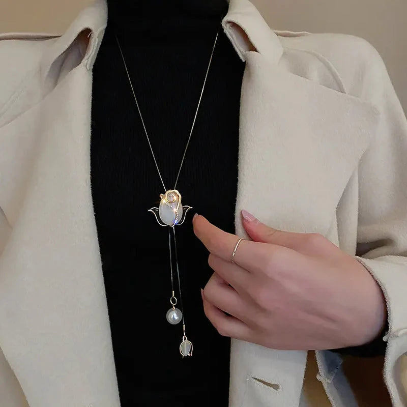 Opal Tulip Pendant Necklace Match Your Personality 💎✨