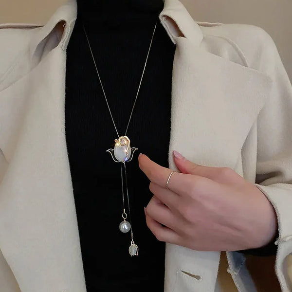 Opal Tulip Pendant Necklace Match Your Personality 💎✨